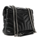 Calfskin Y Quilted Monogram Small Loulou Chain Satchel Black