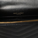 Grain De Poudre Matelasse Chevron Monogram Envelope Chain Wallet Black