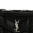 Lambskin Quilted Medium Loulou Puffer Monogram Chain Satchel Black