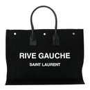 Linen Calfskin Rive Gauche Tote Black