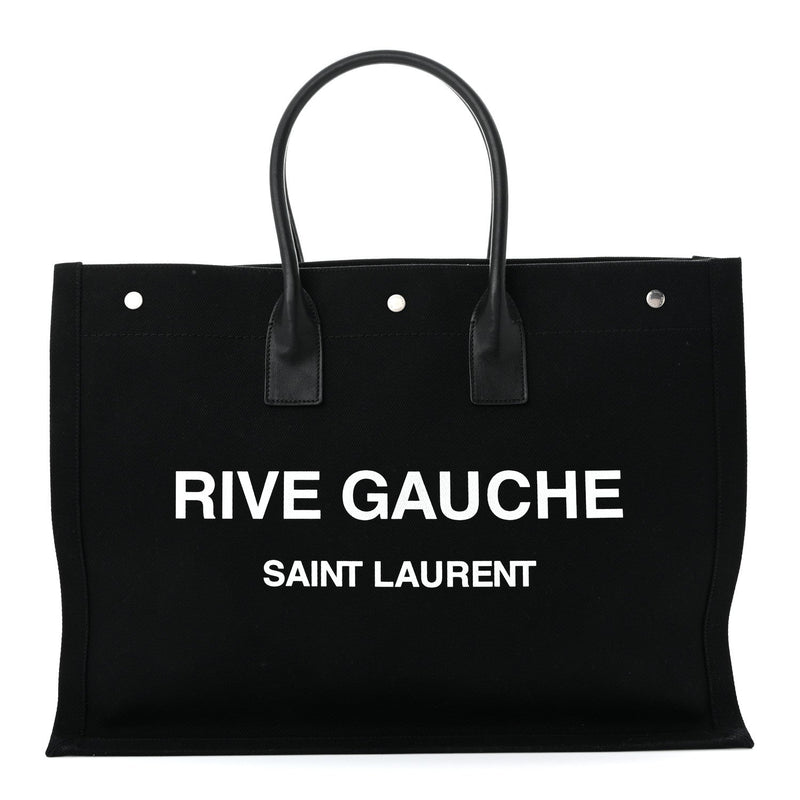Linen Calfskin Rive Gauche Tote Black