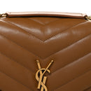 Calfskin Y Quilted Monogram Medium Loulou Chain Satchel Dark Natural