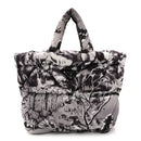 Re-Nylon Padded Printed Medium Tote Bag Black White