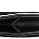 Grain De Poudre Matelasse Chevron Monogram Envelope Chain Wallet Black