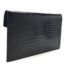 Calfskin Crocodile Embossed Uptown Monogram Pouch Black