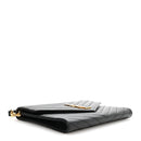 Grain De Poudre Matelasse Chevron Monogram Envelope Clutch Black
