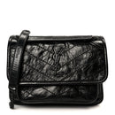 Crinkled Calfskin Matelasse Monogram Baby Niki Chain Satchel Black