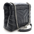 Calfskin Y Quilted Monogram Small Loulou Chain Satchel Black