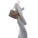 Suede Y Quilted Monogram Medium Loulou Chain Satchel Taupe
