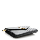Grain De Poudre Matelasse Chevron Monogram Envelope Clutch Black