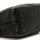 Vitello Daino Medium Double Zip Shoulder Bag Black