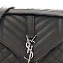 Sheepskin Tri-Quilt Monogram Medium College Bag Coal
