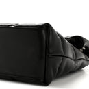 Lambskin Quilted Medium Loulou Puffer Monogram Chain Satchel Black