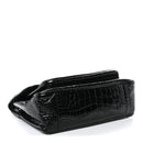 Patent Crocodile Embossed Lambskin Monogram Medium Niki Chain Satchel Black