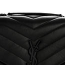 Calfskin Y Quilted Monogram Monochrome Medium Loulou Chain Satchel Black
