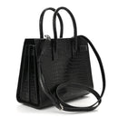 Calfskin Crocodile Embossed Baby Sac De Jour Black