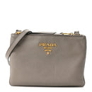 Vitello Phenix Double Zip Crossbody Bag Argilla