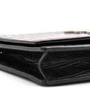 Calfskin Crocodile Embossed Kate Monogram Tassel Chain Wallet Black