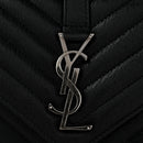 Sheepskin Matelasse Chevron Monogram Medium College Bag Black