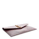 Calfskin Crocodile Embossed Uptown Monogram Clutch Rouge Legion