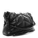 Lambskin Quilted Monogram Monochrome Medium Loulou Puffer Chain Satchel Black