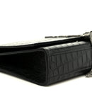 Calfskin Crocodile Embossed Medium Classic Monogram Kate Tassel Satchel Black