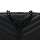 Grain De Poudre Matelasse Chevron Monogram Monochrome Envelope Chain Wallet Black
