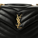 Calfskin Y Quilted Monogram Small Loulou Chain Satchel Black