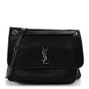 Grained Lambskin Monogram Large Niki Chain Satchel Black