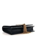 Calfskin Crocodile Embossed Kate Monogram Tassel Chain Wallet Black