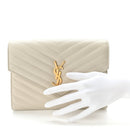 Grain De Poudre Matelasse Chevron Monogram Envelope Clutch Blanc Vintage