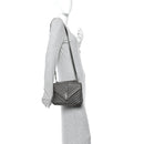 Sheepskin Matelasse Chevron Monogram Medium College Bag Asphalt