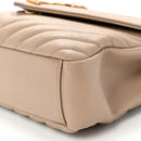 Sheepskin Matelasse Chevron Monogram Medium College Bag Dark Beige