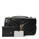 Lambskin Chevron Quilted Medium Loulou Black
