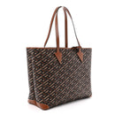 Coated Canvas Calfskin La Greca Signature Shopper Tote Bag Black Caramel