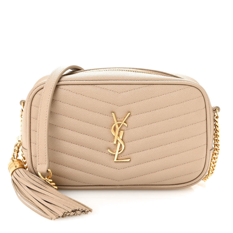 Grain De Poudre Matelasse Monogram Mini Lou Camera Bag Dark Beige