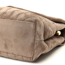 Suede Y Quilted Monogram Medium Loulou Chain Satchel Taupe