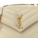 Calfskin Y Quilted Monogram Small Loulou Chain Satchel Blanc Vintage