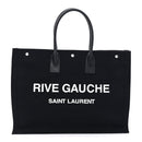Linen Calfskin Rive Gauche Tote Black