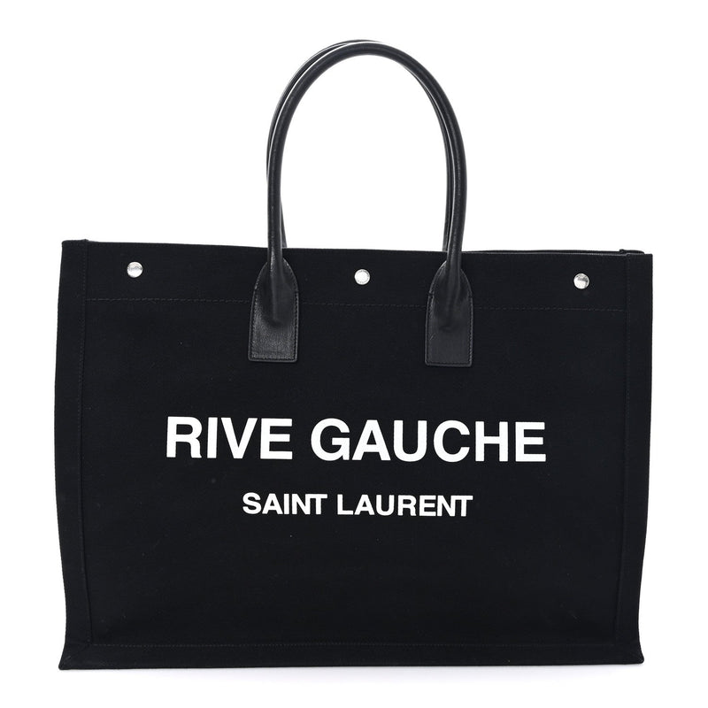Linen Calfskin Rive Gauche Tote Black