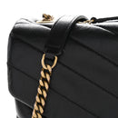 Calfskin Y Quilted Monogram Medium Loulou Chain Satchel Black
