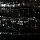 Calfskin Crocodile Embossed Small Classic Monogram Kate Tassel Satchel Black