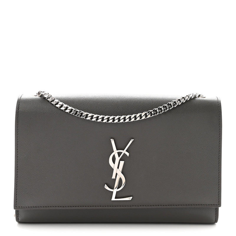 Grain De Poudre Medium Classic Monogram Kate Satchel Earth Grey