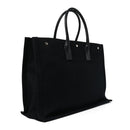 Linen Calfskin Rive Gauche Tote Black