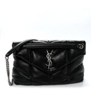 Lambskin Quilted Small Loulou Puffer Monogram Chain Satchel Black