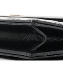 Grain De Poudre Matelasse Chevron Monogram Envelope Chain Wallet Black