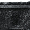 Crinkled Calfskin Matelasse Monogram Medium Niki Chain Satchel Black