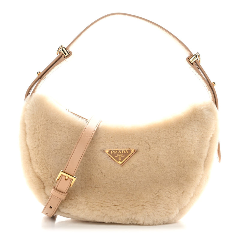 Shearling Arque Shoulder Bag Ecru Noisette