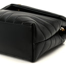 Calfskin Y Quilted Monogram Small Loulou Chain Satchel Black