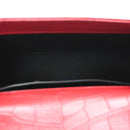 Calfskin Crocodile Embossed Small Classic Monogram Kate Tassel Satchel Red